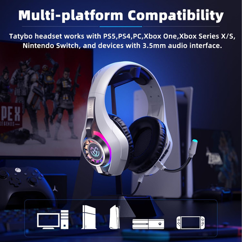 Auriculares De Juegos Tatybo Para Ps5 Ps4 Switch Xbox Pc Con