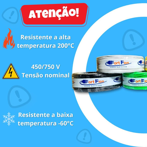 Fio Elétrico 1,5mm Cabo Flexível 1 5mm Rolo 100m Metros 750v