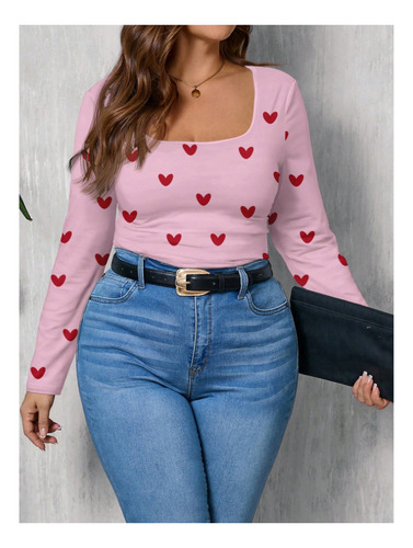 Camiseta Ajustada Corazones Tallas Extra Envio Incluido