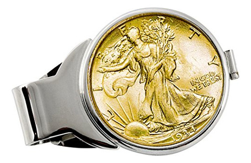 Clip Para Monedas - Plata Walking Liberty Medio Dólar En Cap