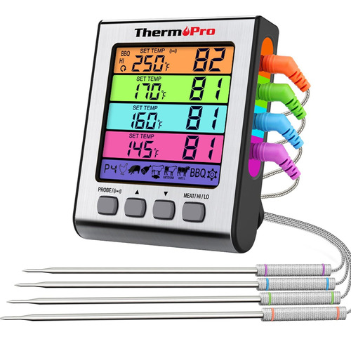 Termómetro Para Carne Thermopro Tp17h Con 4 Sondas De T Bbm2