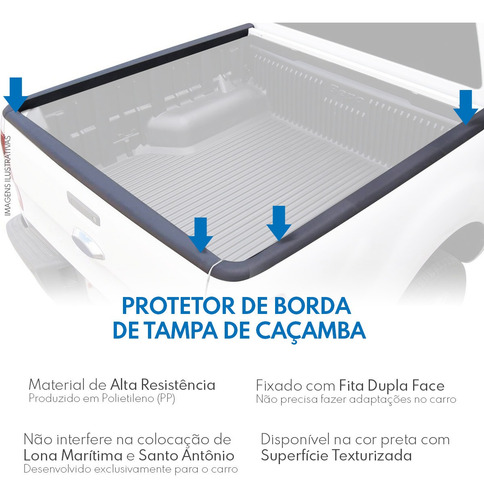 Imagem 5 de 7 de Protetor De Borda Lateral + Tampa Ranger Cabine Simples 1997