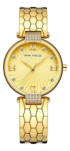 Relojes De Cuarzo Mini Focus Diamond Fashion Para Mujer Color De La Correa Dorado