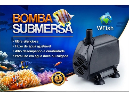Bomba Submersa Wfish Wf-2000 P/ Aquários Fontes 2000l/h 220v
