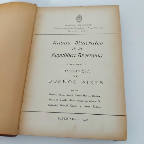 Aguas Minerales De La República Argentina - 1937 (d) (Usado)