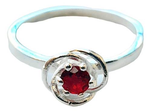 Anillo Plata 925 Flor Cubic Rojo Anpl300