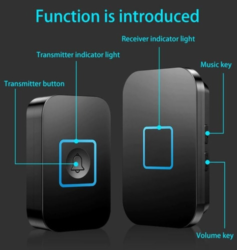 Imagen 3 de 10 de Timbre Inalámbrico, Gran Alcance Y 60 Melodías Diferentes