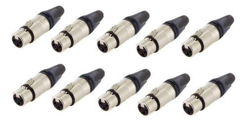 Neutrik® Nc3fxx® 10 Conectores Xlr Plata Hembra Nuevo Meses