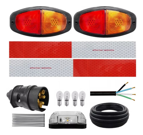 Kit Eletrico Instalação Lanterna Carretinha Reboque Completo
