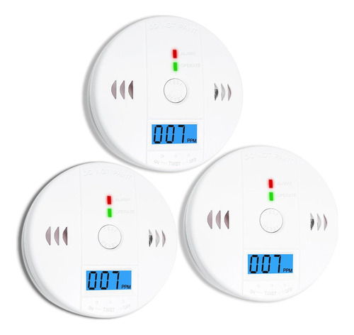 3pcs Alarma Detector De Gas Y Humo Monoxido De Carbono