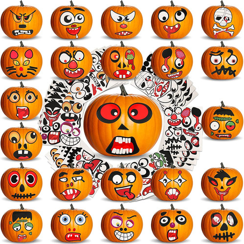 24 Hojas De Pegatinas De Decoración De Calabaza De Hal...