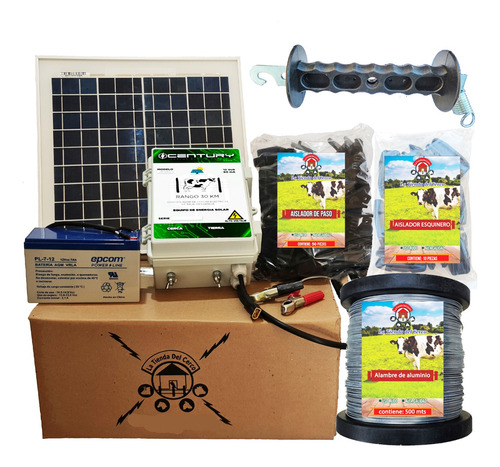 Cerca Electrica Para Ganado Kit Solar 30km + 500m De Alambre