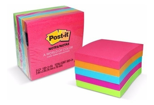 Promo! Cubo Post-it Original 654 76mmx76mm Colores 500hjs