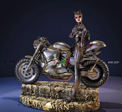 Archivo Stl Impresión 3d - Catwoman On Bike