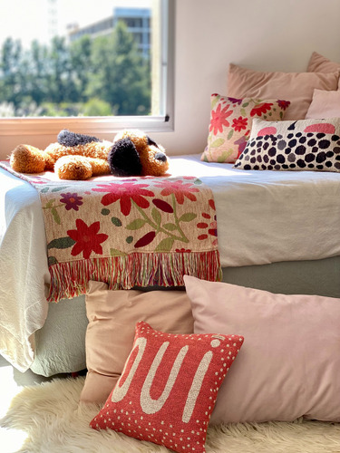 Pie De Cama Manta Chenille 180x60 Guadalajara Huitrú Coral Guadalajara