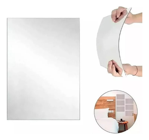 50x100cm Adesivo Espelho Macio 2peças Espelho Corpo Inteir