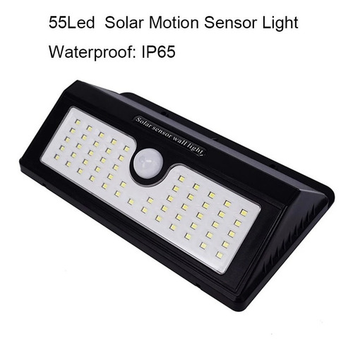 Lampara Solar 55 Leds Reflector Sensor Movimiento Automatico