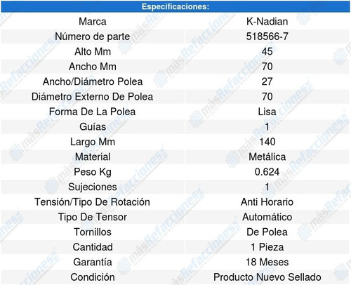 Tensor Accesorios Tiida L4 1.8l 07-18 K-nadian 8577821