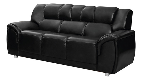 Sillon 3 Cuerpos Sofa Living Cuerina Pu Negro Córdoba