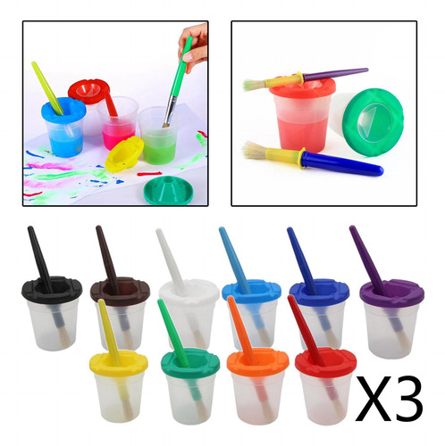 3x Vaso De Agua De Plástico No Derramado, Bote De Pintura Y