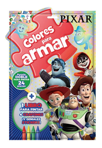 Colores Para Armar Disney Pixar Puzzle Libro Pintar Crayones