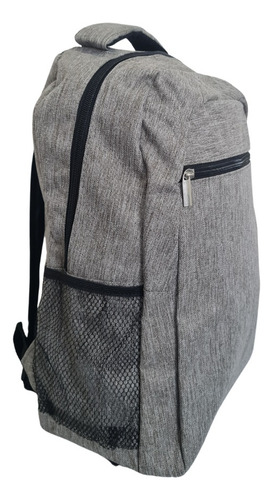 Mochila Urbana Universitaria Colegial Porta Notebook Trabajo Color Gris Diseño De La Tela Liso