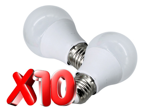 Paquete De 10 Focos Led Bombilla De 10w Luz Blanca Fria