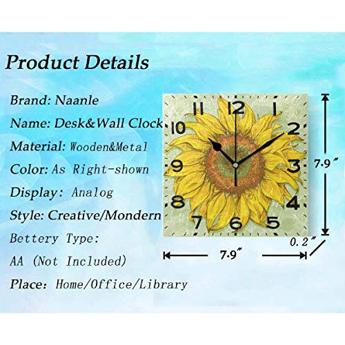 Naanle Elegante Realista Vintage Girasol Dibujo Impresión Cu