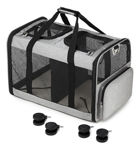 Compartimento Doble Pet Carrier Trolley Bag Cochecito