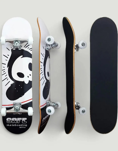 Skate Completo Montado Para Crianças E Adultos Até 100kg Branco