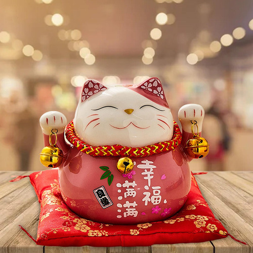 Alcancía Con Gato De Buena Suerte Maneki Neko Felicidad