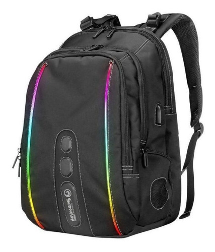 Mochila Gamer Marvo, Ba-02, 15,6 , Rgb, Prova D'água, Logite Cor Preto