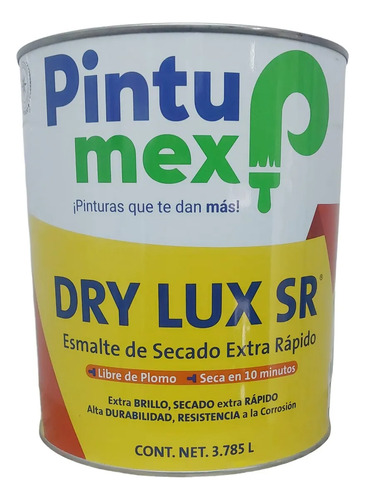 Pintumex, Dry Lux, Esmalte Base Aceite, Secado Rápido 4 Lts Chocolate Brillante
