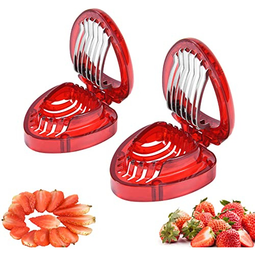 Lifvcnt 2pcs Cortador De Fresas, Cortador De Frutas, Ki...