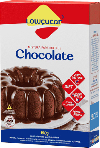 Bolo De Chocolate Zero Adicao De Acucares 150g