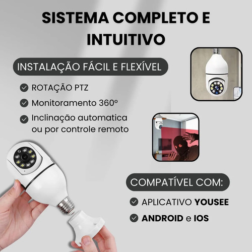 Cámara Wifi Impermeable Lámpara Infrarroja Hd Color Blanco.