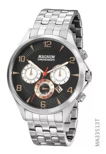 Relógio Magnum Masculino Ref: Ma32961t Casual Prateado