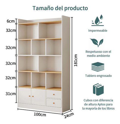 Librero Moderno Blanco Nuevo Chico Con Puertas Repisas 120cm Blanco