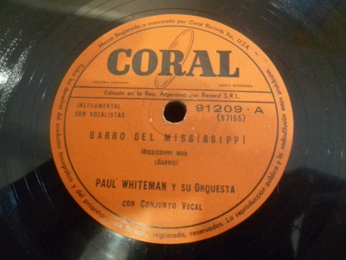 Pasta Paul Whiteman Su Orquesta Coral C70