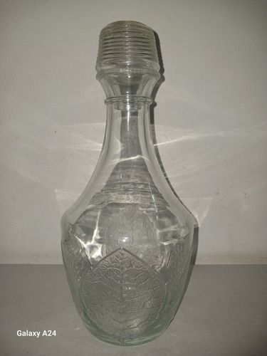 Botella Licorera Antigua Vidrio Con Tapa