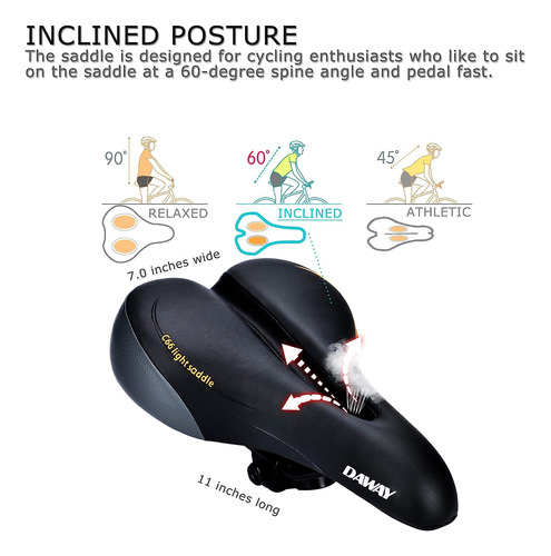 Asiento De Bicicleta Daway C66 Cómodo