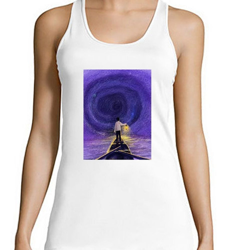 Musculosa Noche Bote Luz Mar Pintura