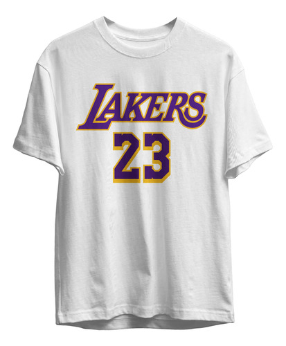 Remera Basket Nba Los Angeles Lakers Blanca Logo Lakers 23