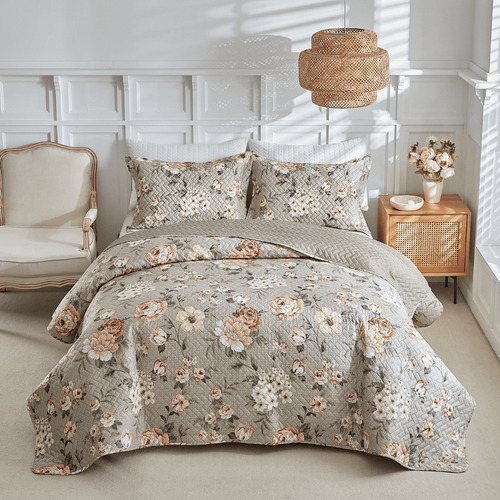 Kit Colcha Queen 3pç Estampada Itália 150 Fios Dupla Face Cor Fiori