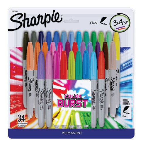 Marcadores Fino Permanente Sharpie Burst X34 Febo