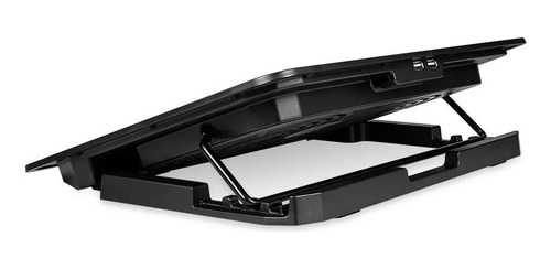 Base Refrigerada P/ Notebook Com 2 Coolers Externos Led Azul Cor Preto