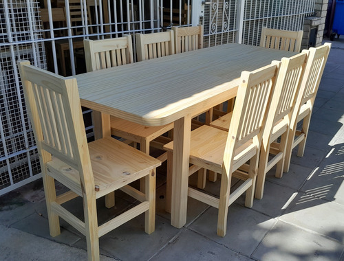 Mesa Trampa Extensible +8 Sillas Living Comedor Moderno Pino