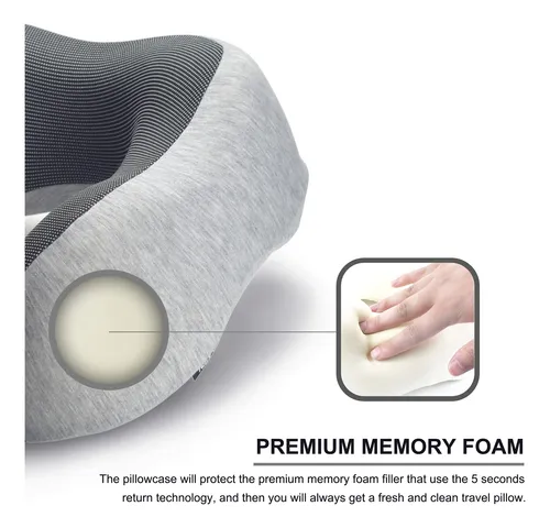 Almohada De Viaje Napfun De Espuma Viscoelástica Gris