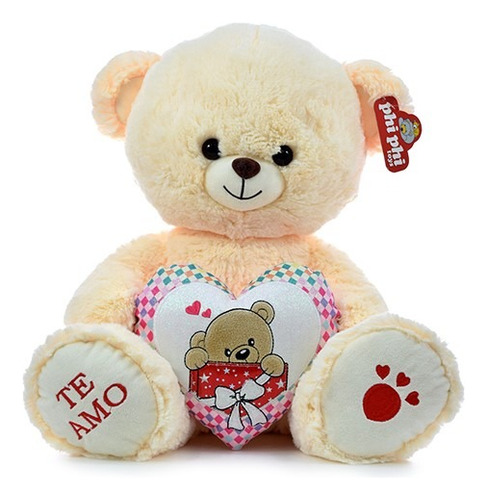 Peluche Oso Cremita Con Corazón 42cm Phi Phi Toys 5474