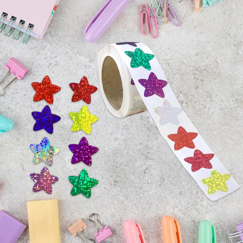 Mt 500 Pegatinas Con Forma De Estrella Colorida En Rollo Y